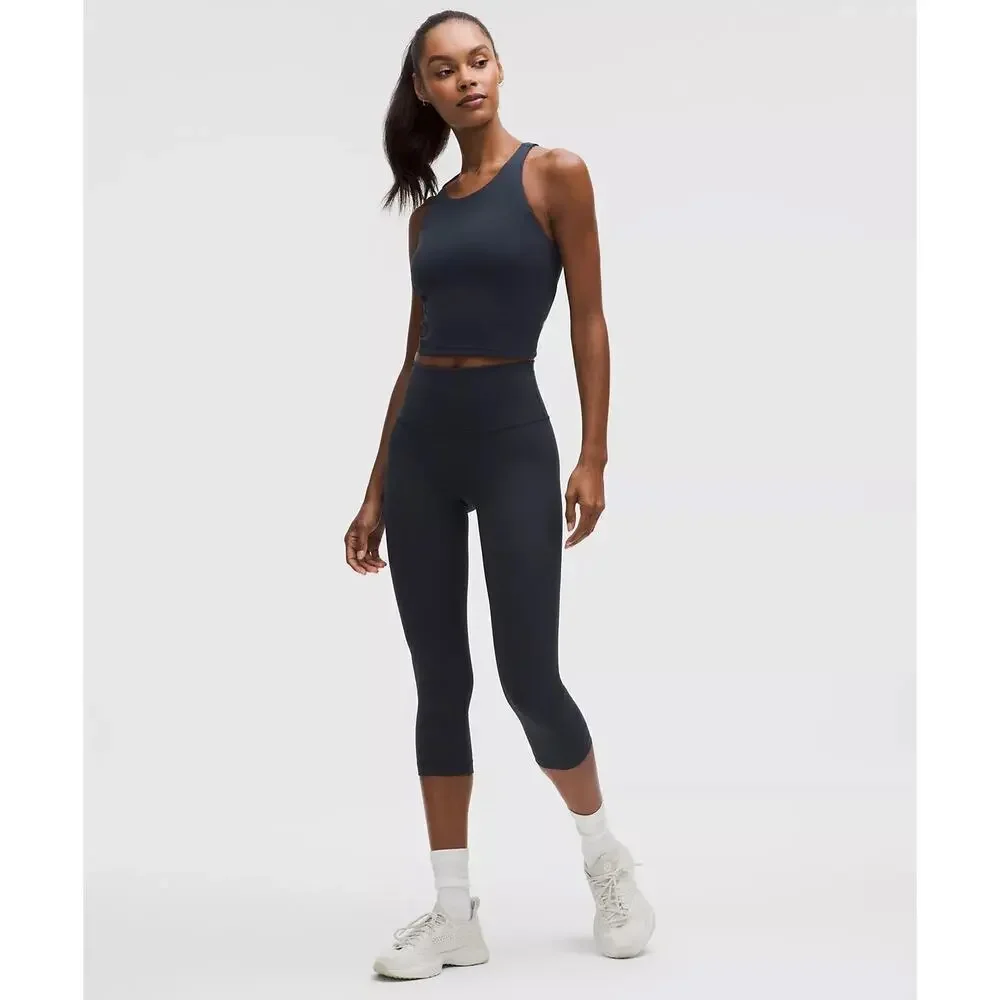Lululemon Fast and Free Cropped Leggings Navy Blue 17.5” Inseam Size 6